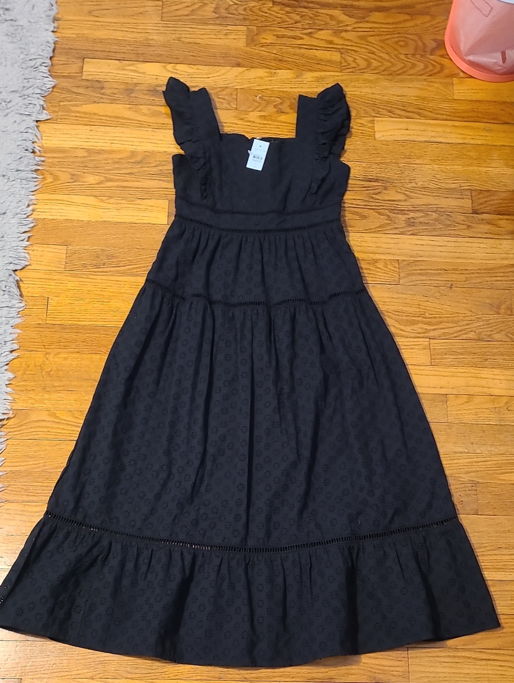 NWT- Ann Taylor Black Ruffle Strap Maxi Dress - 0 Petite